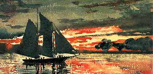 "Sunset Fire" Painting by Winslow Homer